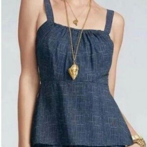 Navy dotted peplum tank blouse -size 8